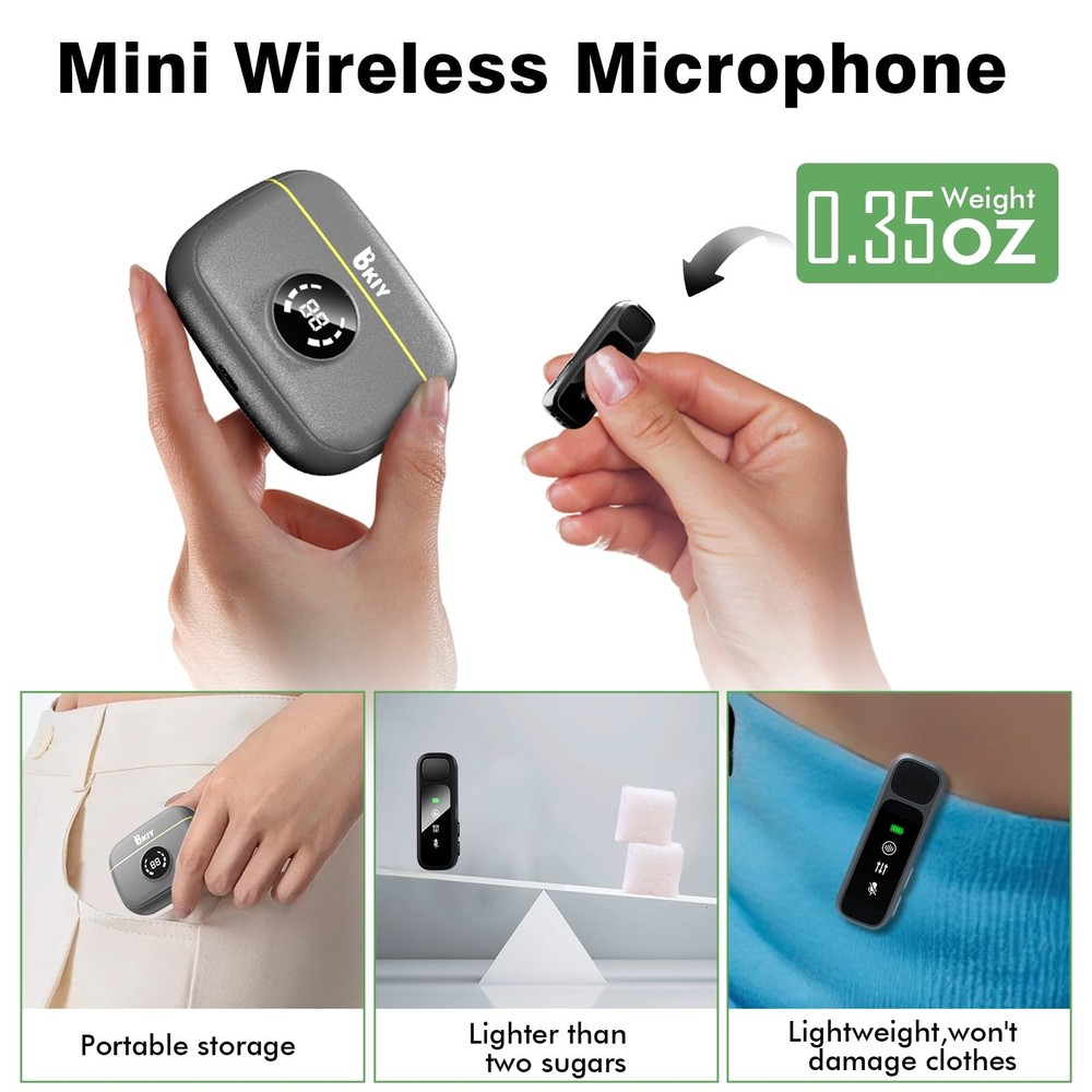 Wireless Lavalier Microphone for iPhone/Android - Dual Mini Noise Canceling M...