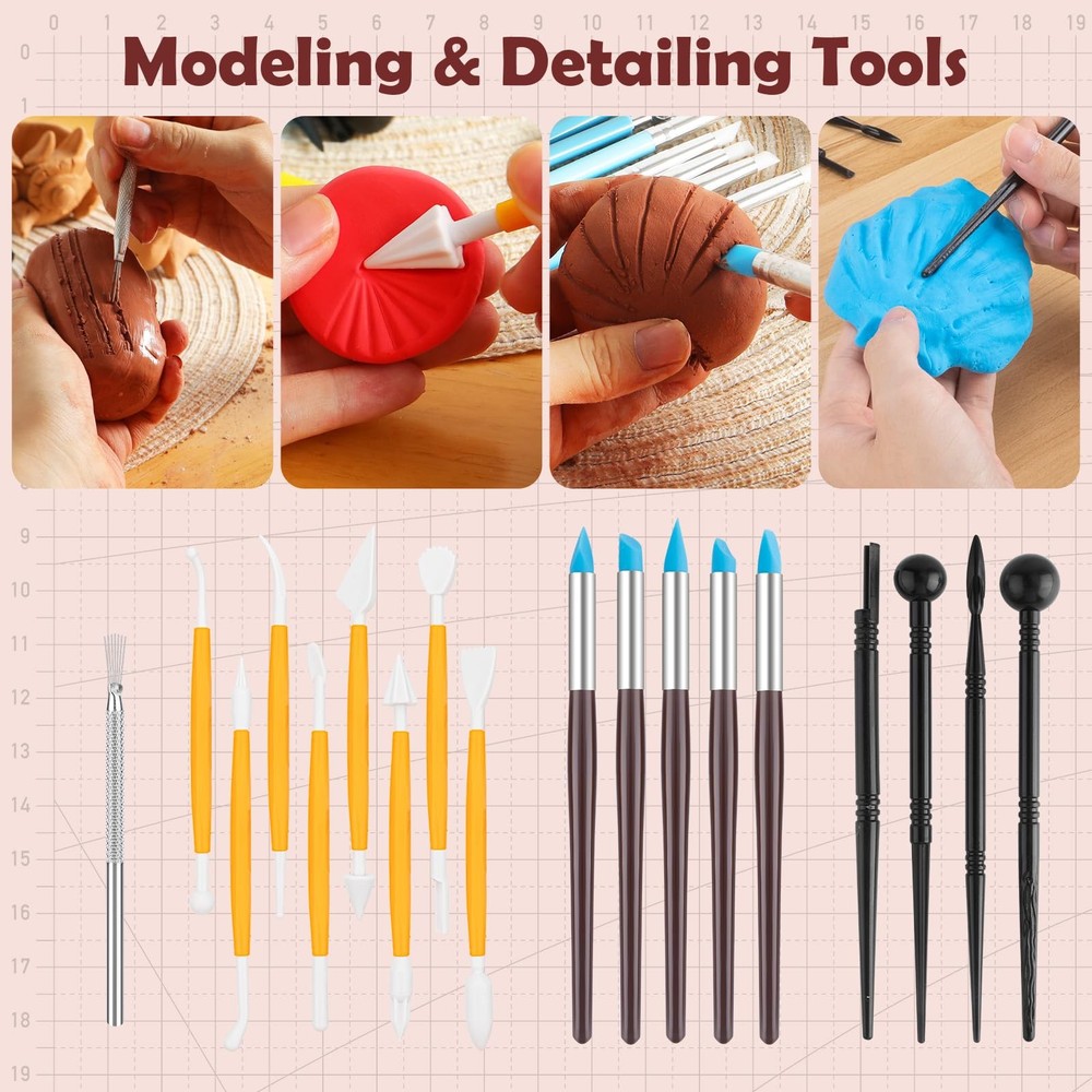 48PCS Pottery Tools Kit for Sculpting, Clay Carving Tools, Ceramic Tools for ...