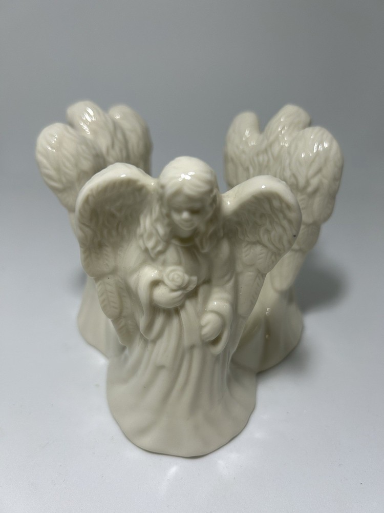 Three Angels Ivory Ceramic Column Candleholder