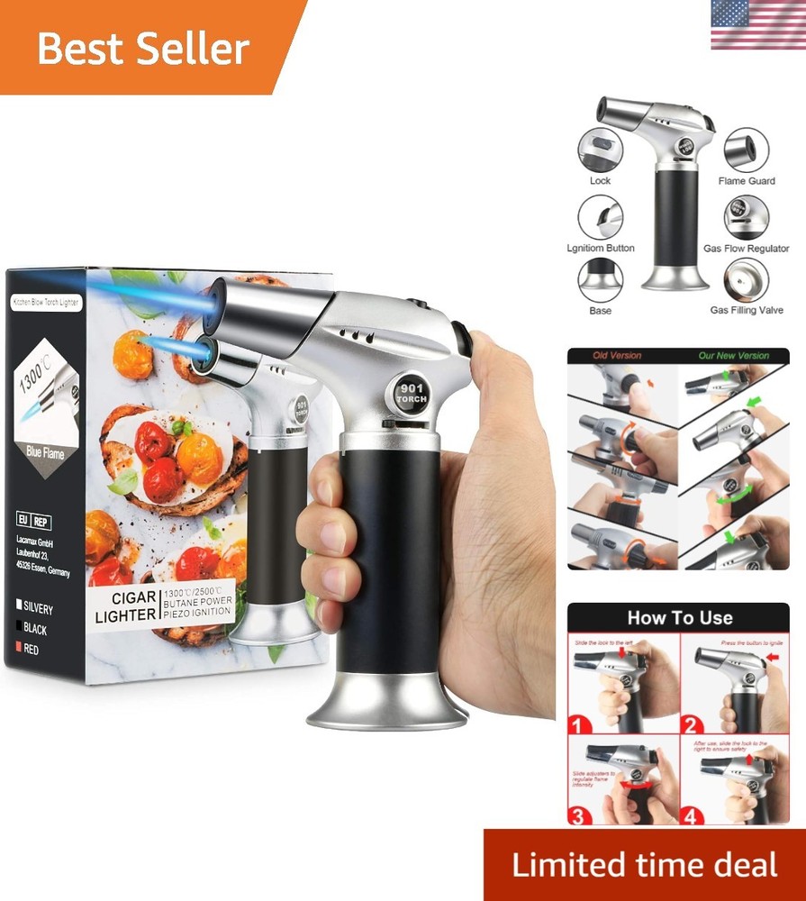 Professional Quality Kitchen Cooking Torch - Safe, Adjustable, Refillable Design
