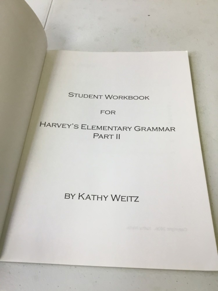 Student Workbook for Harvey’s Elementary Grammar 1&2. New, TPB