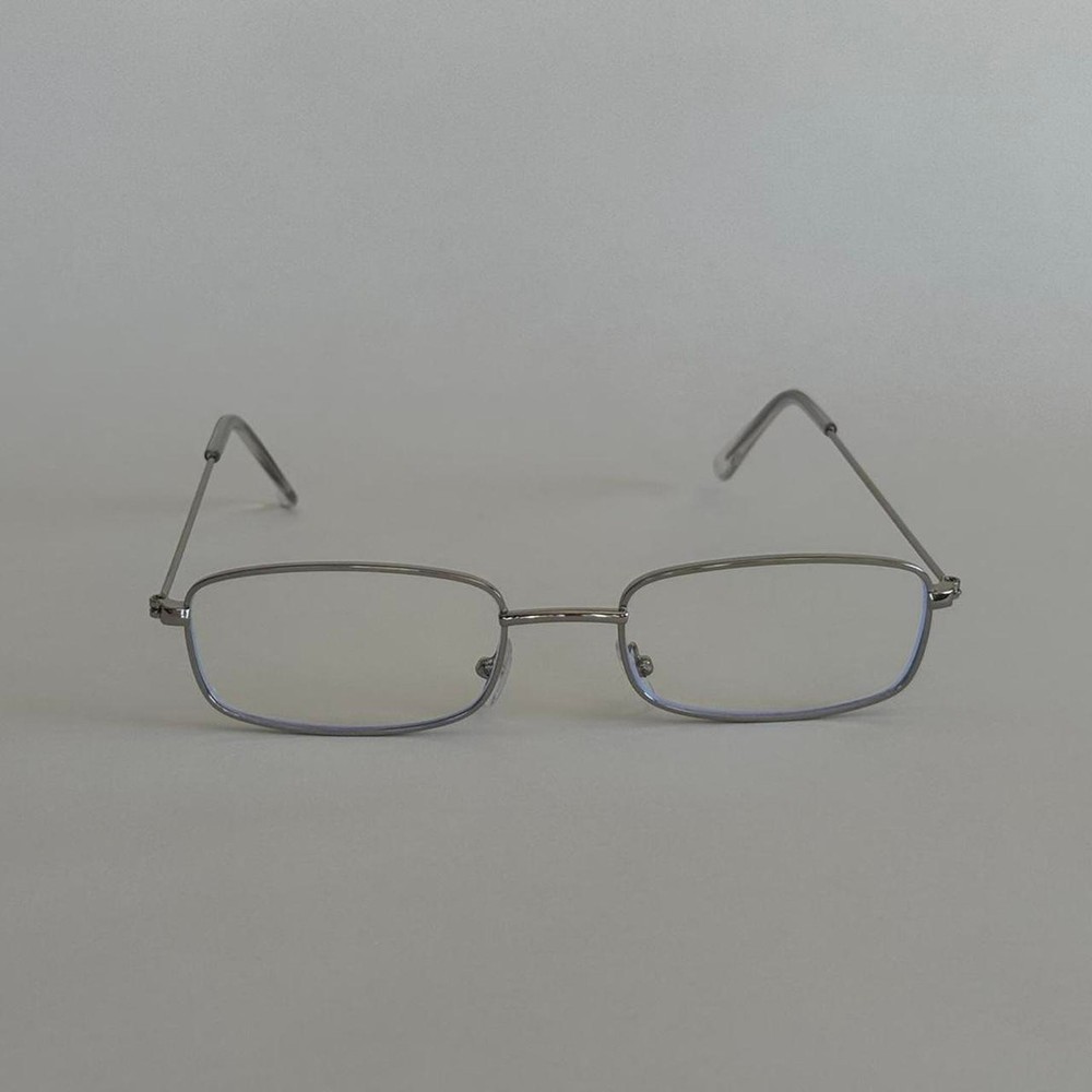 Y2K Silver Clear Rectangular Eyeglasses – Vintage Style, Unisex, UVA UVB, New