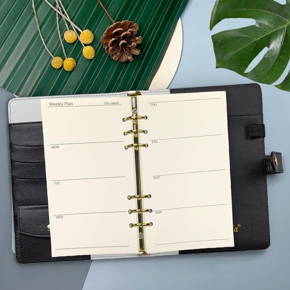 Compact A6 Weekly Planner Refill - 45 Double-Sided Sheets for Easy Planning
