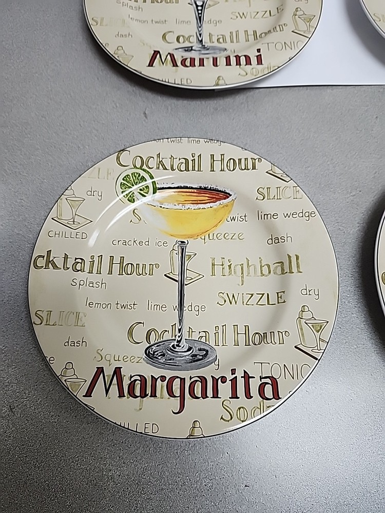 VINTAGE Sakura Plates 8" COCKTAIL HOUR Stoneware 4-Piece Set