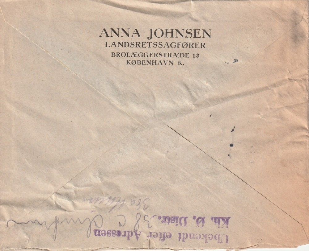 DENMARK: Returned cover Copenhagen 1944.