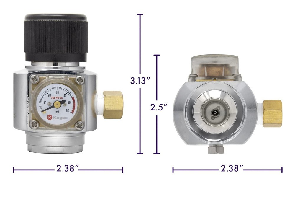 Kegco CO2 Regulator, Mini, Aluminum