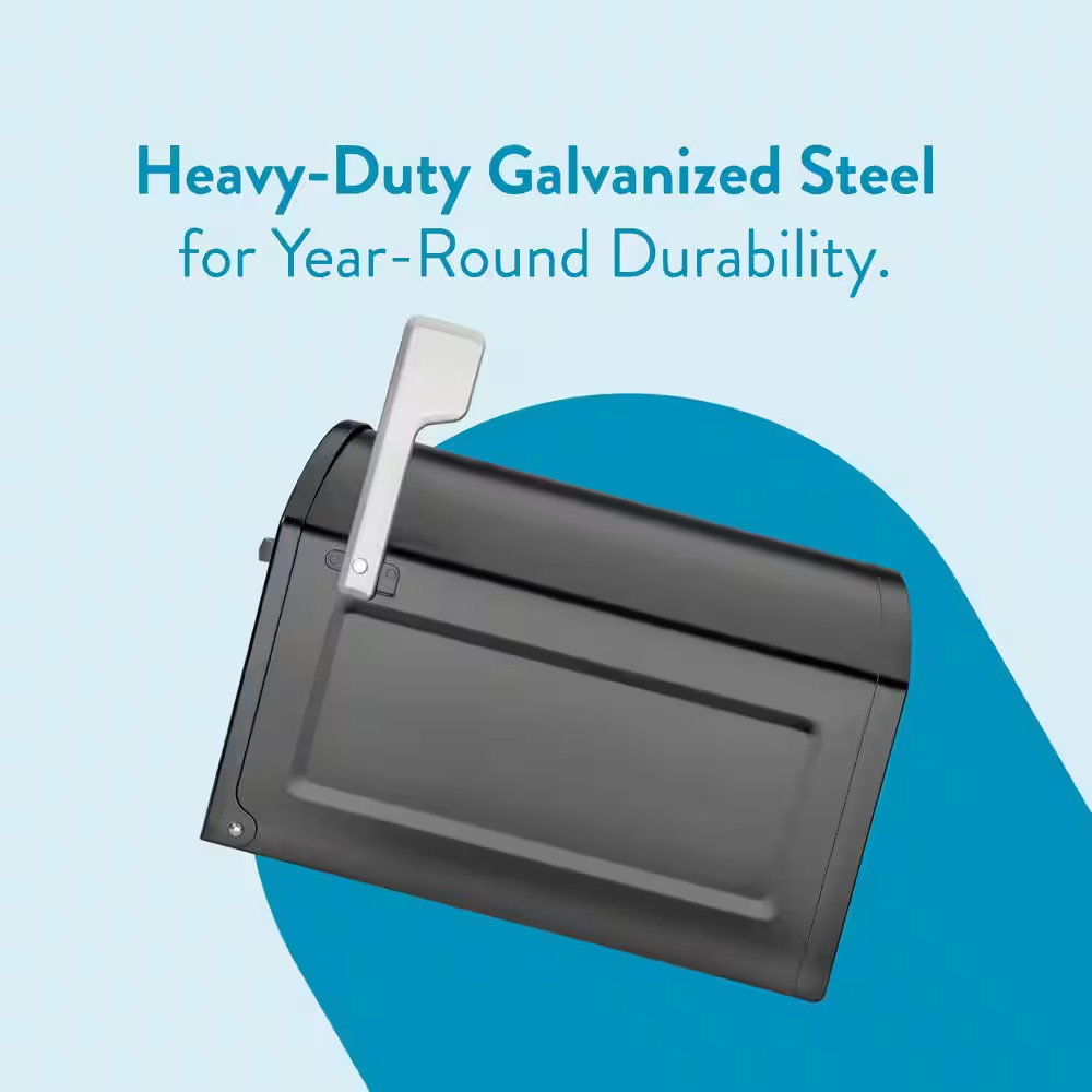 Centennial Black, Extra Large, Steel, Post Mount Mailbox with Premium Silver Han