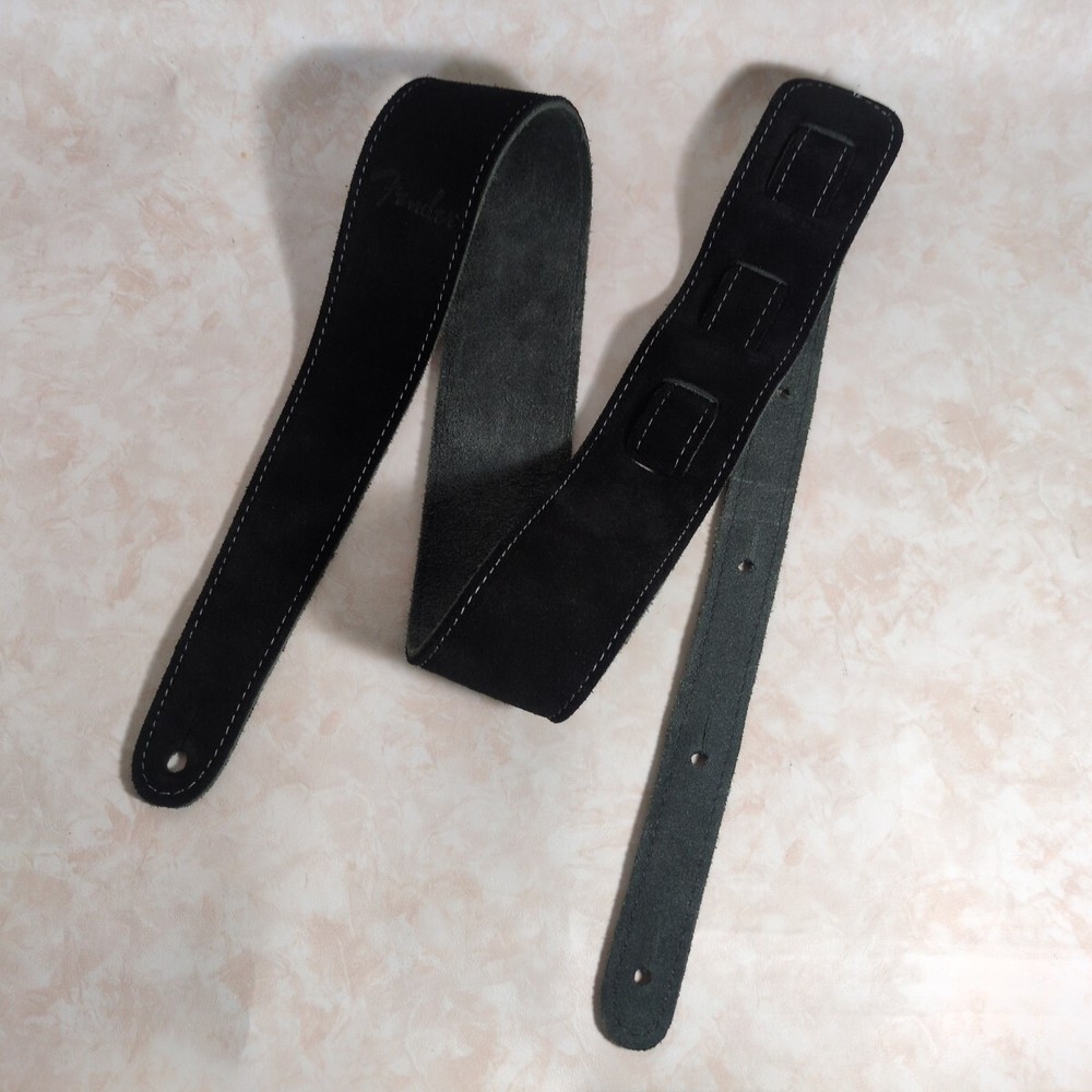 Fender Black Comfort Leather Guitar Strap Adjustable Premium Accessory E687