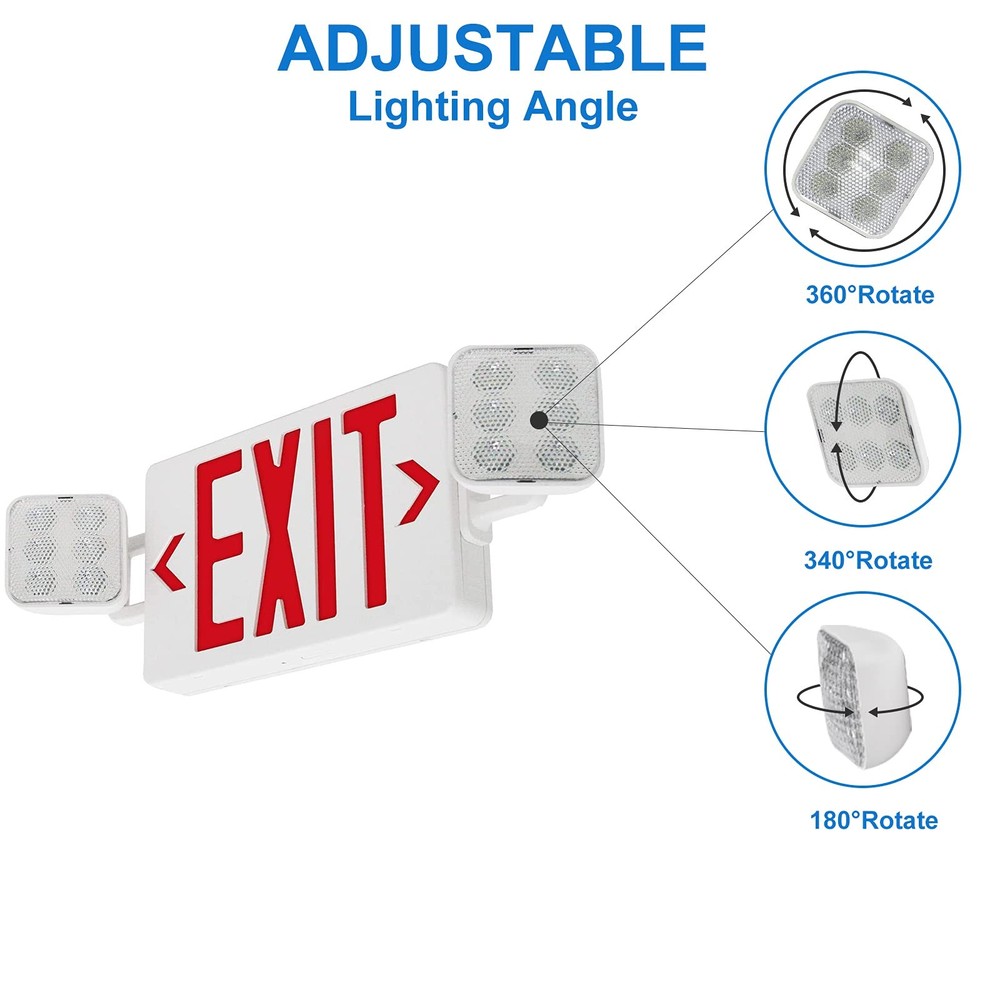 OSTEK LED Exit Sign with Emergency Light, Double-Sided Red Exit Sign Combo wi...