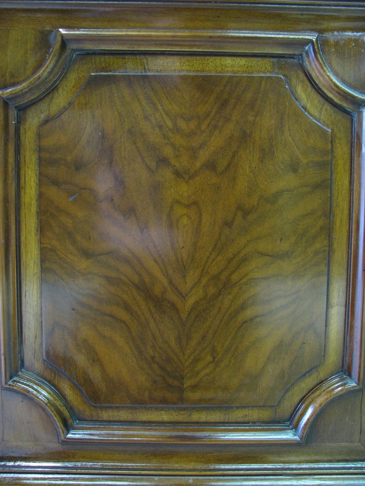 Karges Louis XVI Style Server With Dramatic Patterned Walnut Veneers & Flip Top