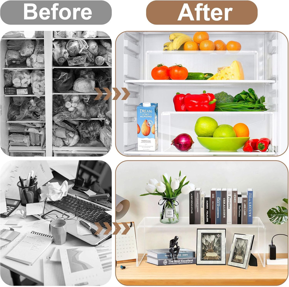 4 Pack Large Acrylic Display Stand,12'' X 4'' X 4'' Thickened Clear Rectangular