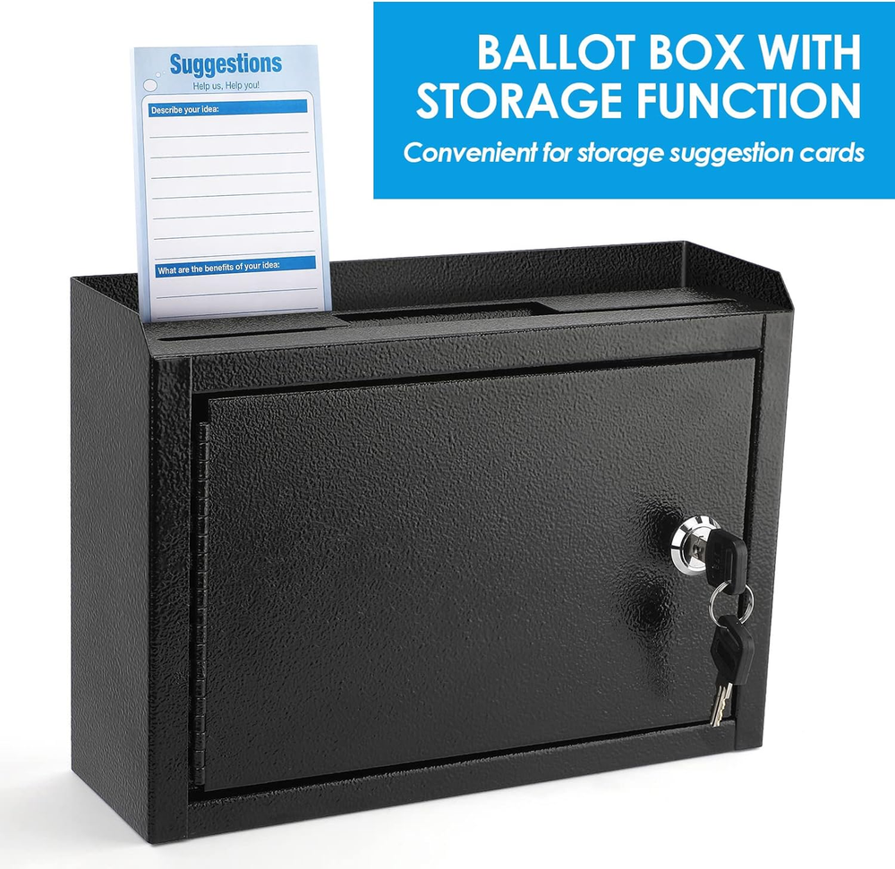 Metal Suggestion Box with Lock, Seure Locked Mail Box,Wall Mounted Mailbox Drop