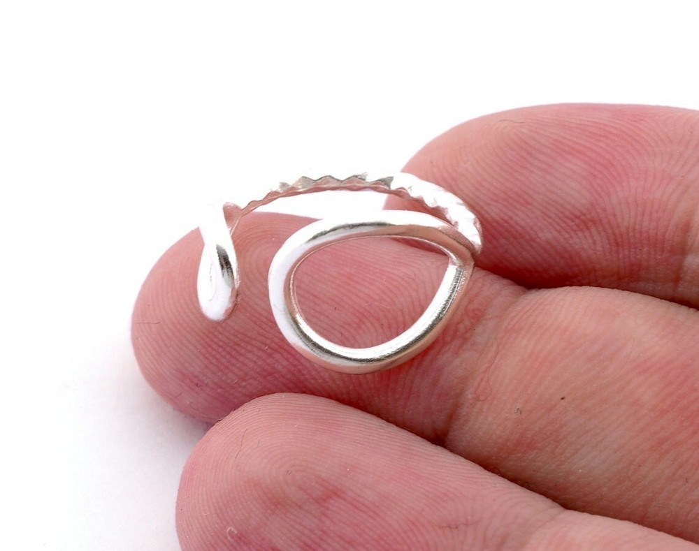 Drop Circles Frames Adjustable Ring Shiny Silver Plated Brass 5-8US size 4350