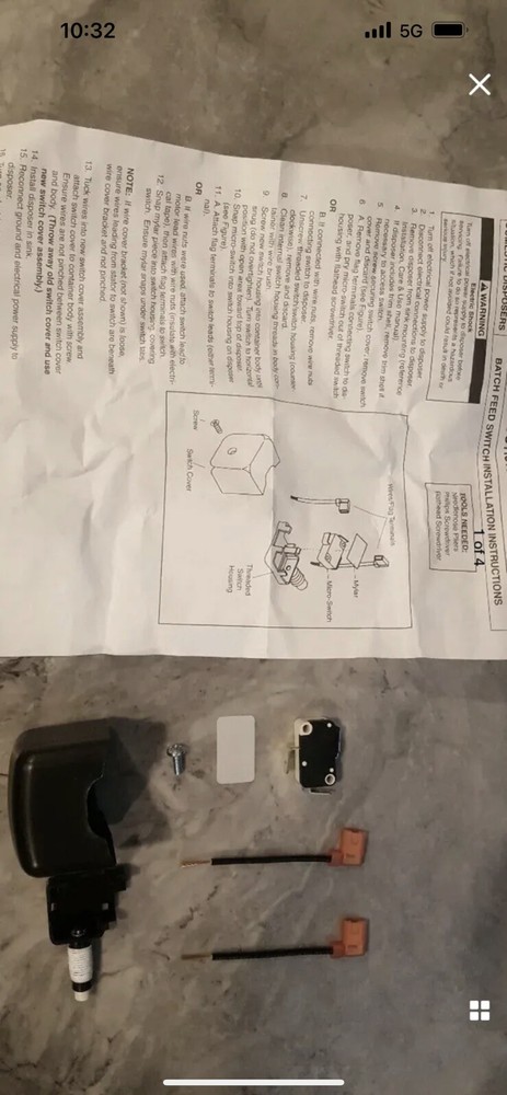 Garbage Disposal Batch Feed Switch Kit 71716A  71716B