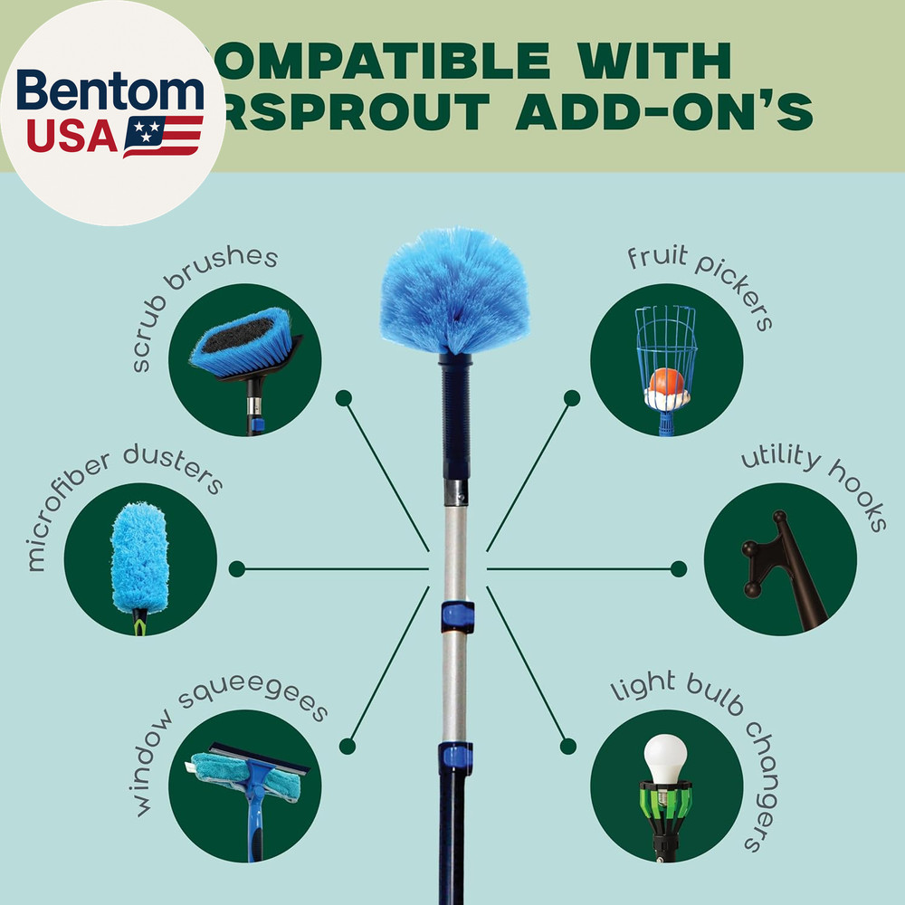 5-To-12Ft Telescoping Durable Duster with Extension Pole – Lightweight 3 Stage C