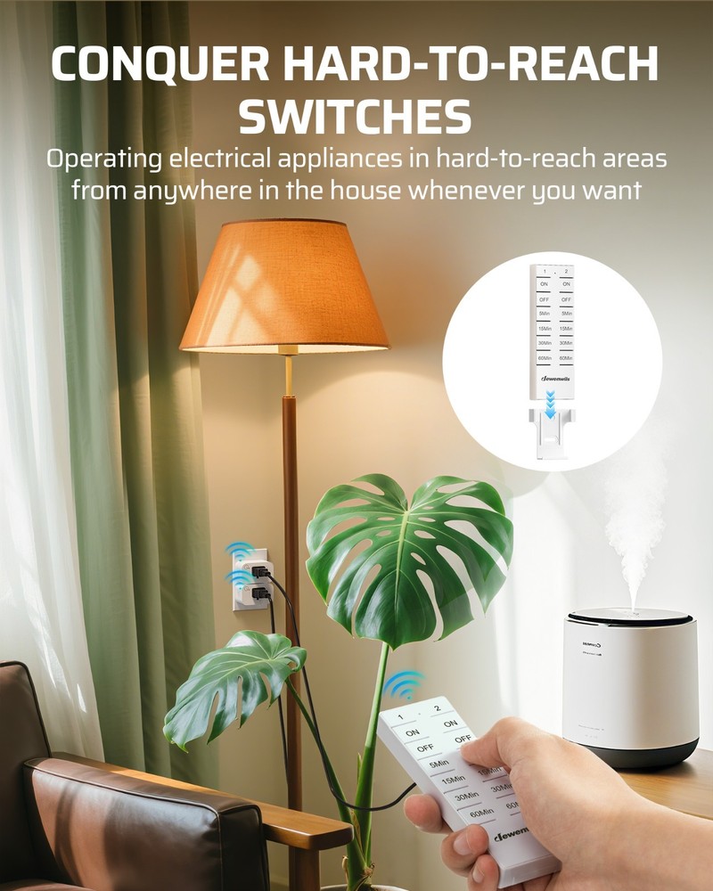 DEWENWILS Wireless Remote Control Outlet & Timer, Countdown Switch, No Wiring
