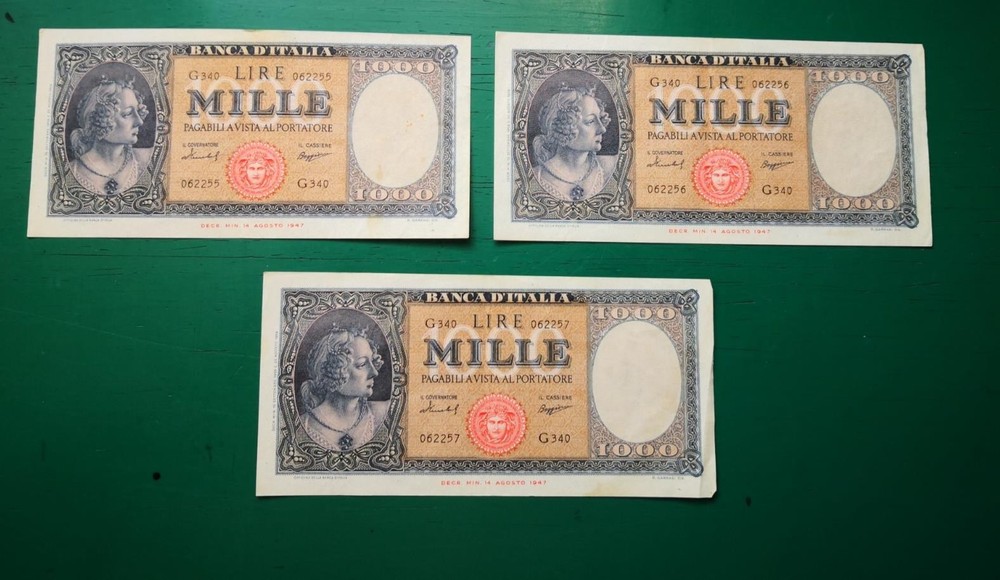 Italy 1947 Lire Notes x3 Banknotes #915