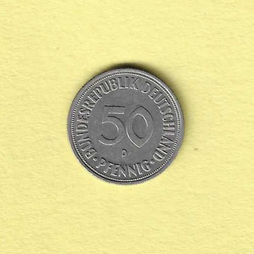 1966 D German 50 Pfennig EF.45