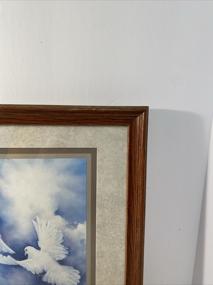 Vintage Doves Print "He Is Risen" Julia Cramer. 1990s