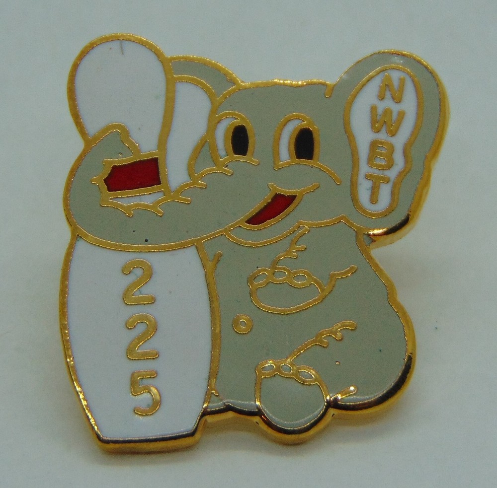 Vintage 1990's Bowling Ball 225 Elephant Lapel Pin Back