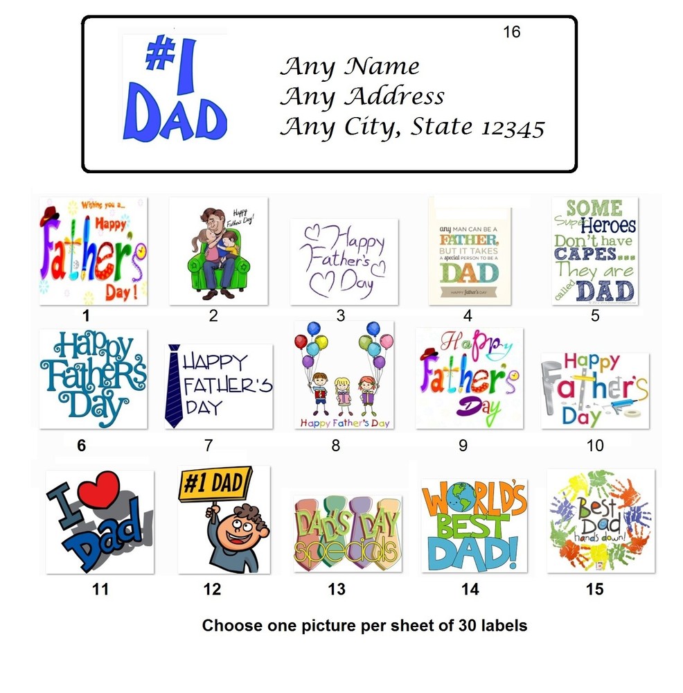 30 Personalized Address Labels Dad Father (A 20)