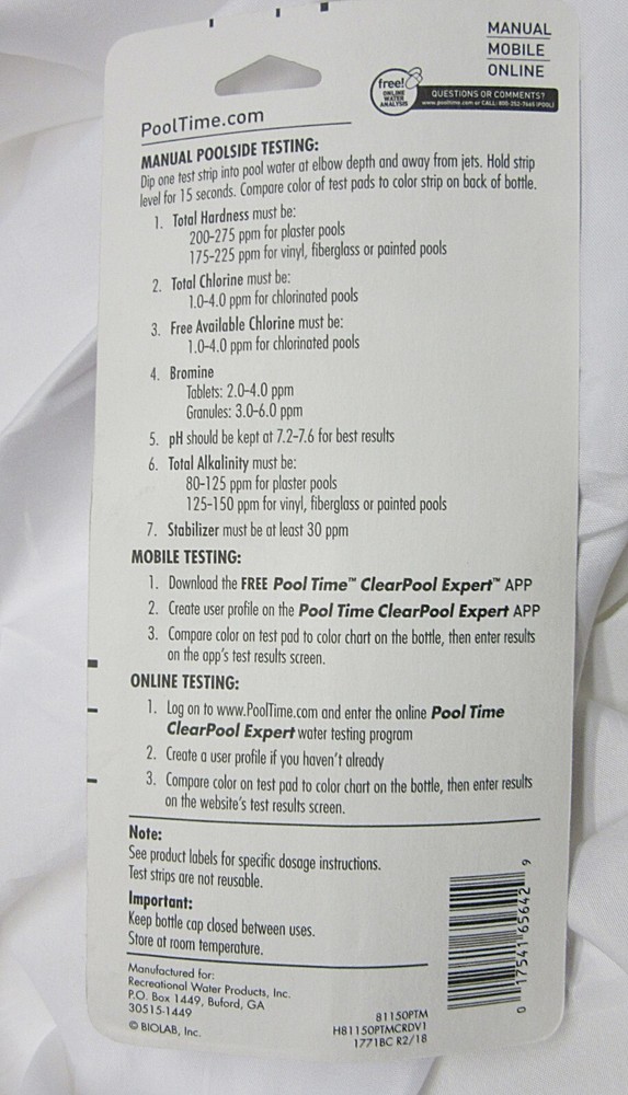 Pool Time Clear Pool Expert 6-Way Test Strips Strips 1 Pack-50 Strips