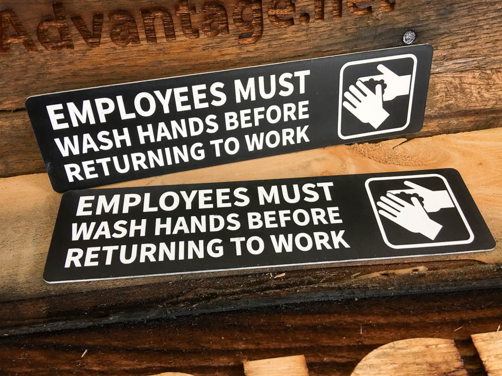 2x Employees Must Wash Hands Sign 2" x 8"