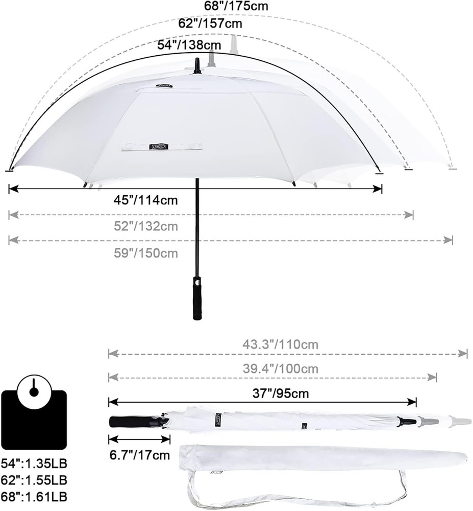 68 Inch Automatic Open Golf Umbrella Oversize Extra Large Double