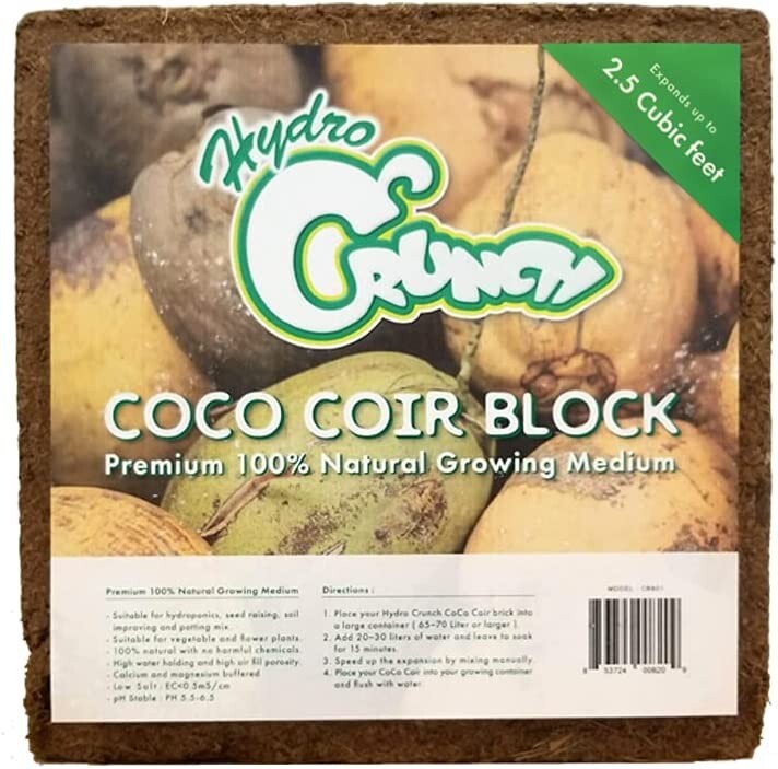 Hydro Crunch Bale Coco Coir Block Compressed Soilless Growing Media FAST