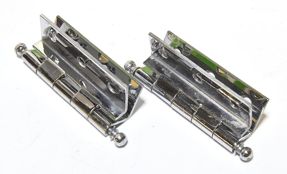 2 MATCHING CHROME FINISH ANGLE HINGES