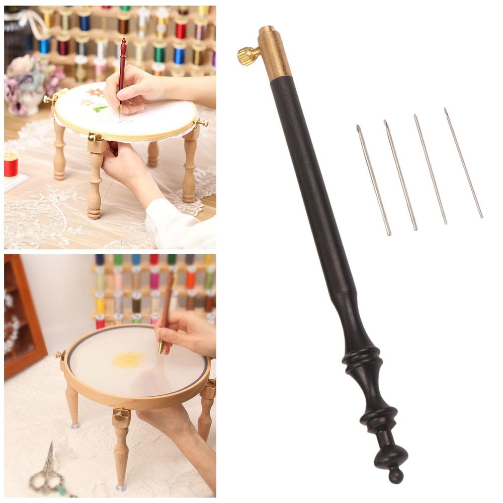 Hook with 4  Embroidery Beading Needle Tools