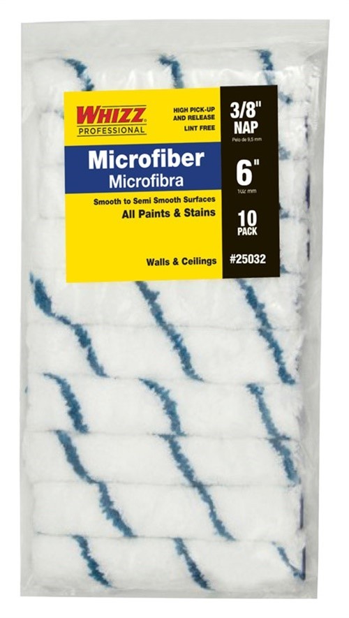 Whizz 25032 Covered End Microfiber Mini Rollers 6 L x 3/8 Thick in.