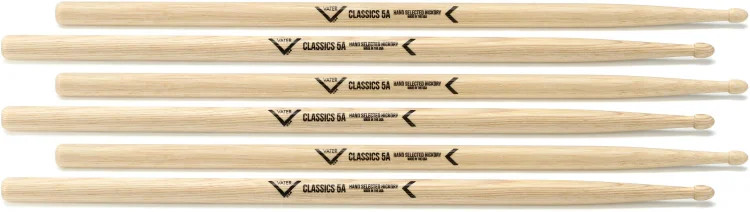 Vater Classics Drumsticks 3-pack - 5A - Wood Tip