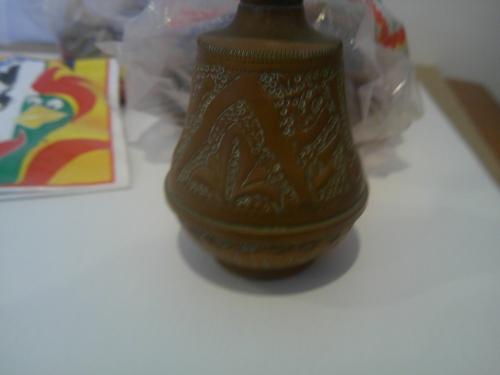 Ornate copper vase 4" TALL