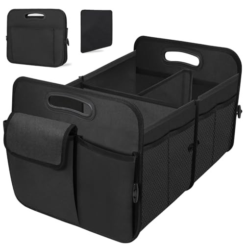 Large Black Car Trunk Organizer - Waterproof - Collapsible - Multi-Functional