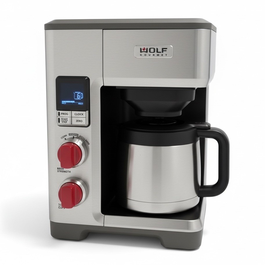 Wolf Gourmet Programmable Coffee Maker WGCM100S Auto Drip System Red Knobs READ