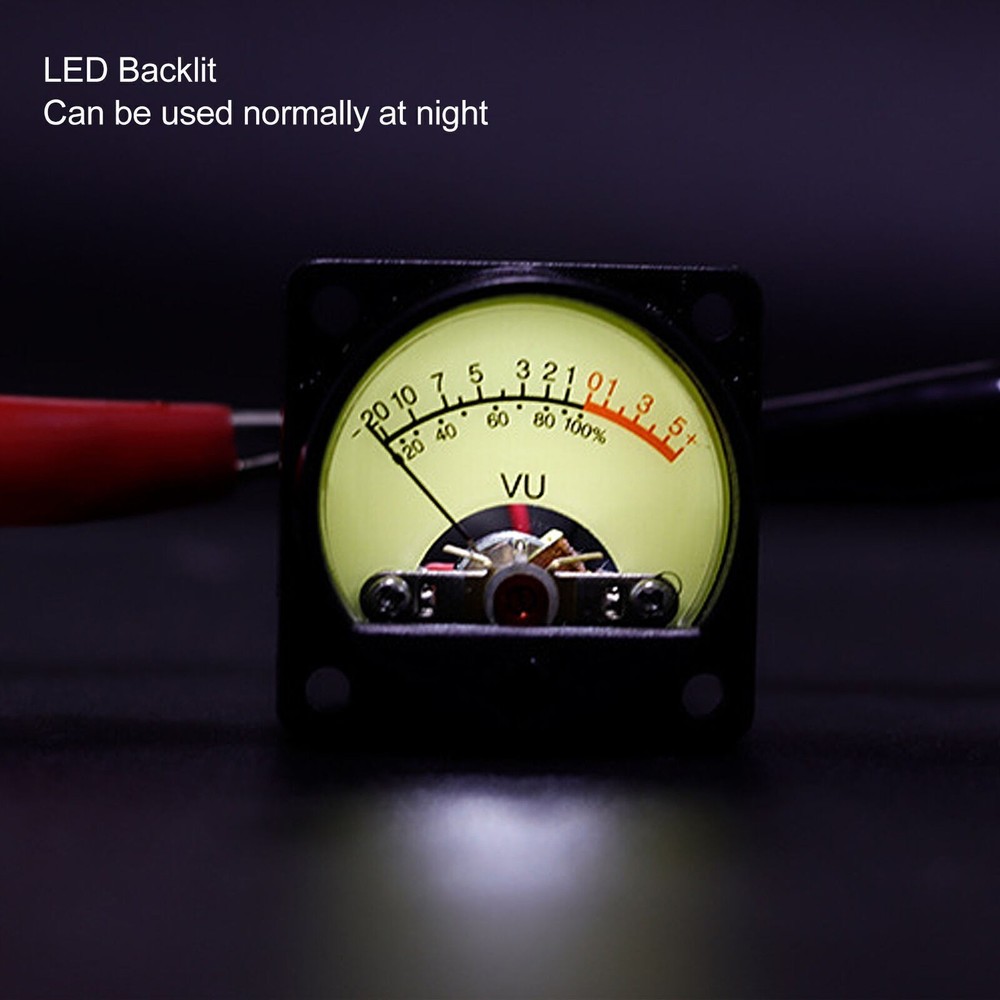 VU Meter High Accuracy Yellow Pointer Dial White LED Backlit Amplifier Panel VU