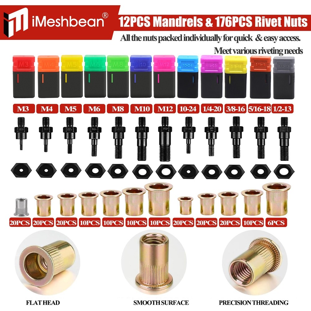 Rivet Nut Gun Kit Rivnut Setting Tools Nut Setter Tool Hand Blind Riveter 16"