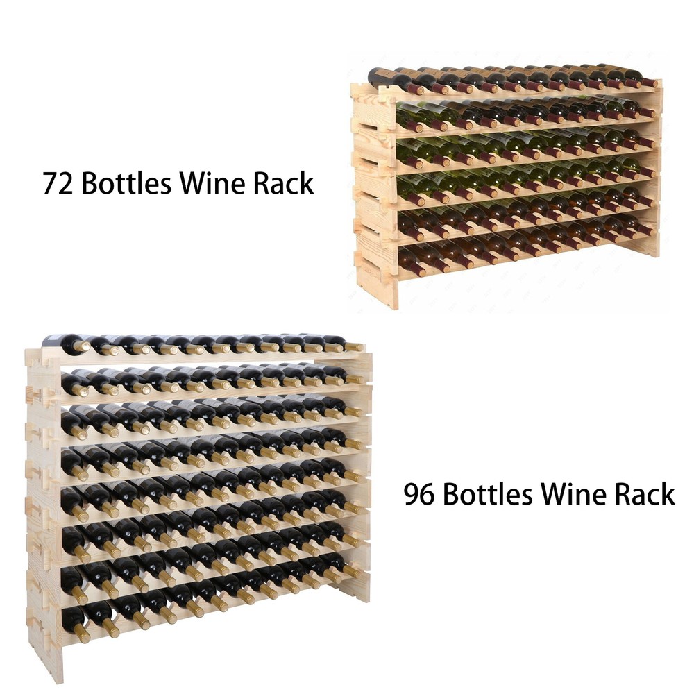 72/96 Bottles Modular Wine Rack Stackable Storage Stand Display Shelves