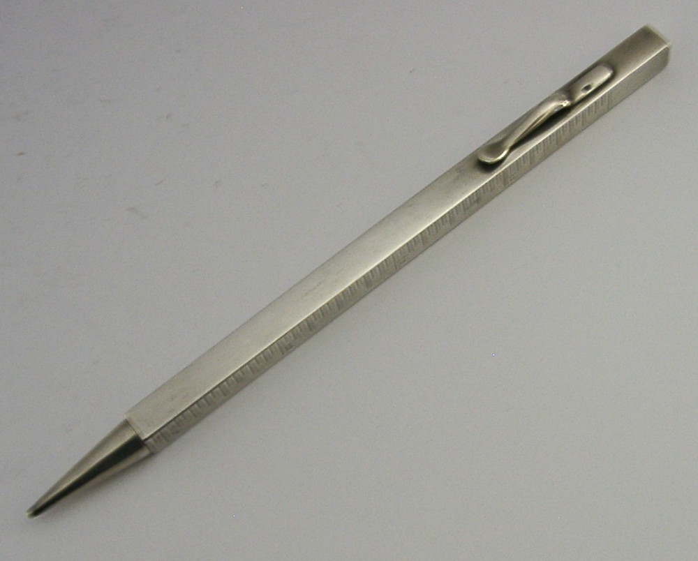 QUAITY SOLID SILVER ARCHITECT'S MECHANICAL PENCIL TELESCOPIC RULER c1920s DECO