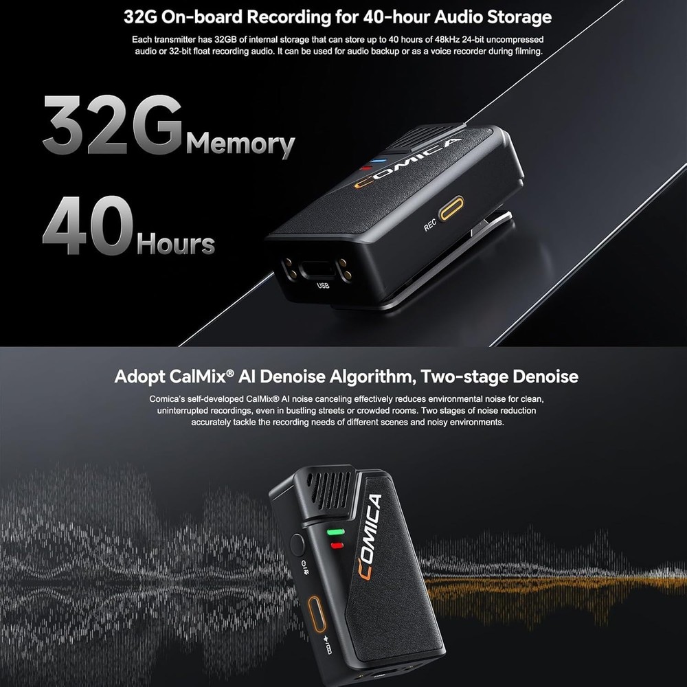 COMICA BooMax Wireless Lavalier Microphone 32Bit Float Bluetooth onboard Storage