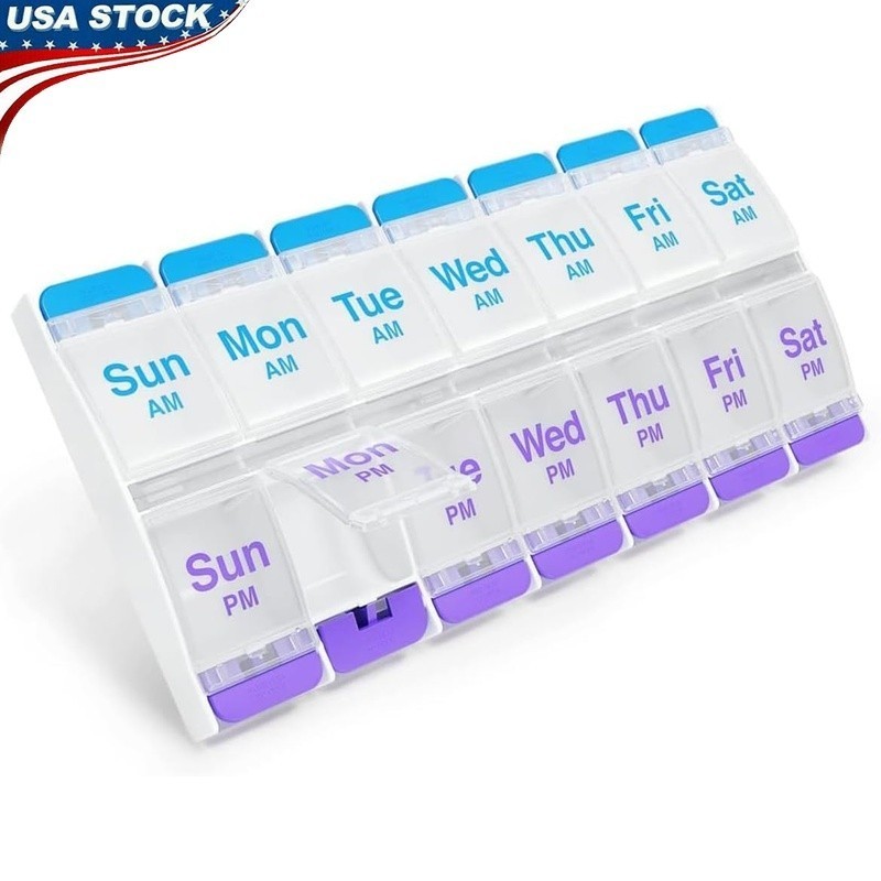 Easy Open Pill Organizer Arthritis Friendly Durable Storage Medication Planner