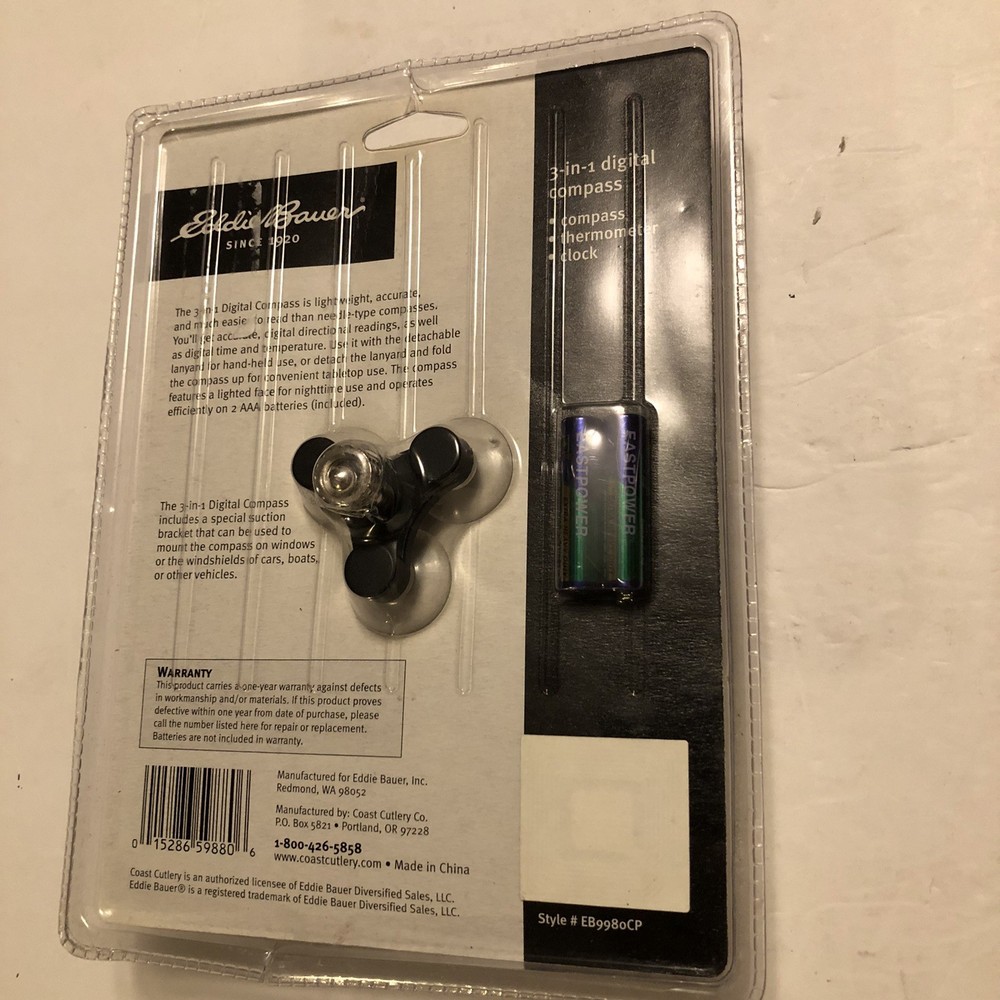 Eddie Bauer Compass Digital EB9980CP Thermometer Clock