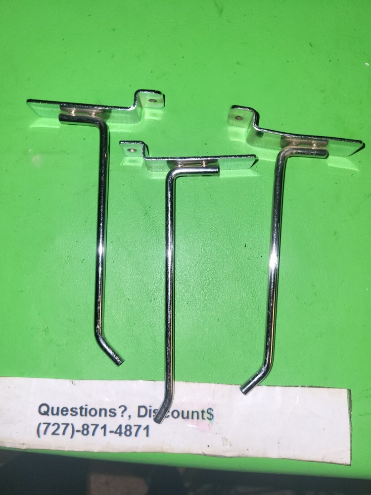 6" Slatwall Hooks, Black, Hanger Display,Display Panel Hooks Chrome 3 Pcs
