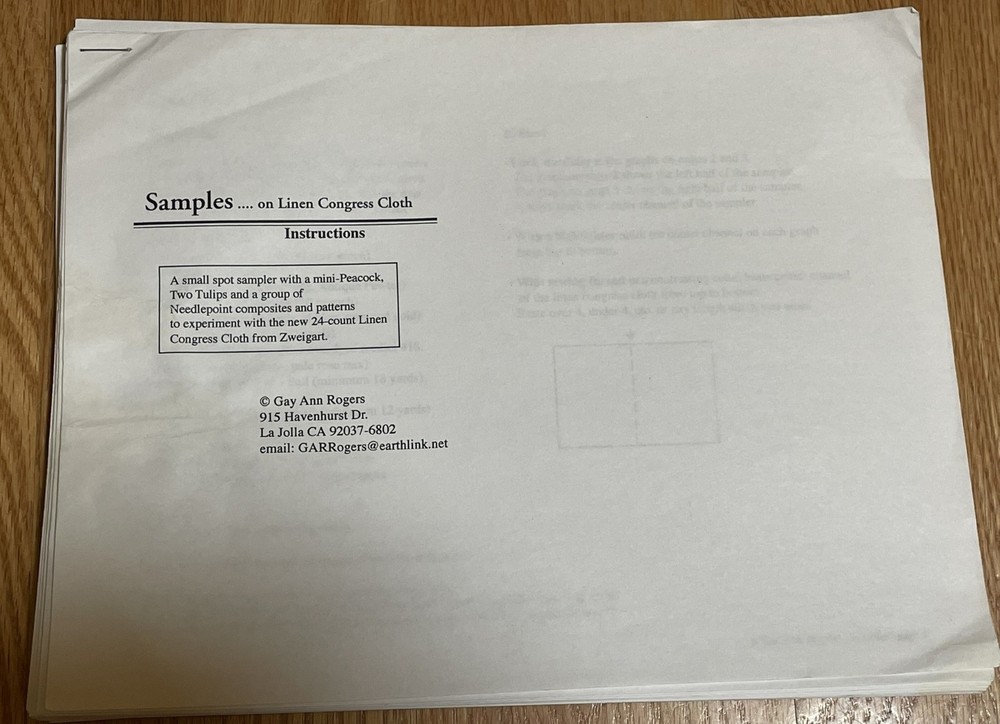 Gay Ann Rogers Samples needlepoint pattern only