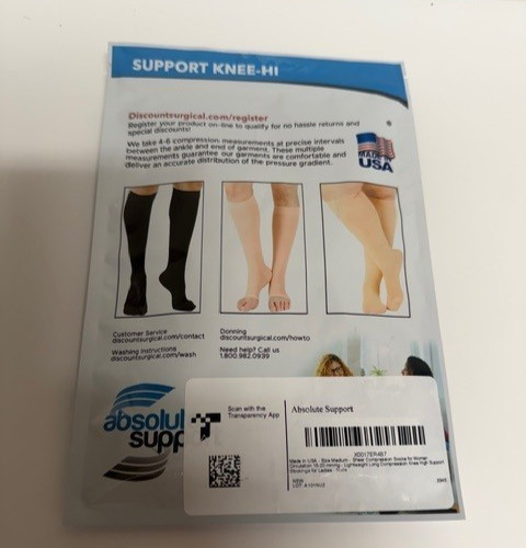 ABSOLUTE SUPPORT Women's Sheer Compression Socks 15-20 mmHg Knee High Medium