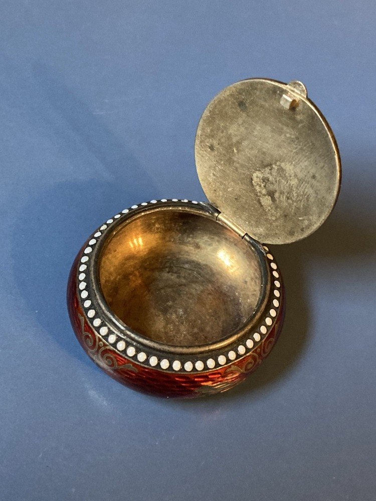 Antique David Andersen Sterling Enamel Snuff Box