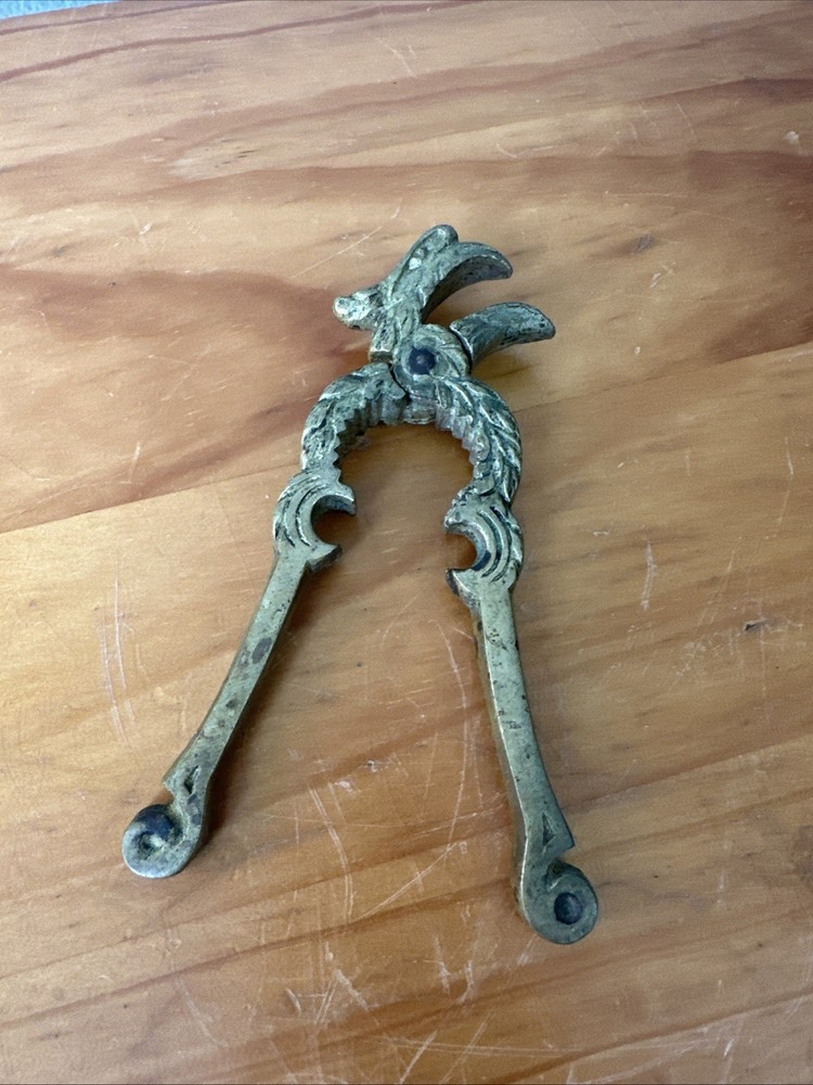 Vintage Antique Solid Brass Eagle Bird Head Nut Cracker