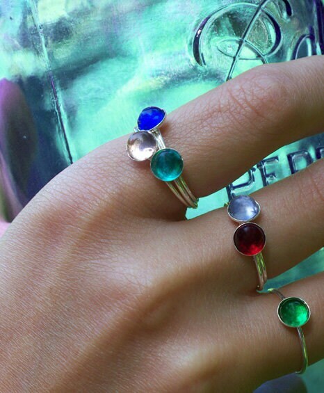 Recycled Milk Bottle and Sterling Silver Stacking Ring