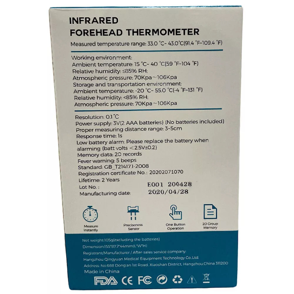 No Touch Infrared Forehead Thermometer